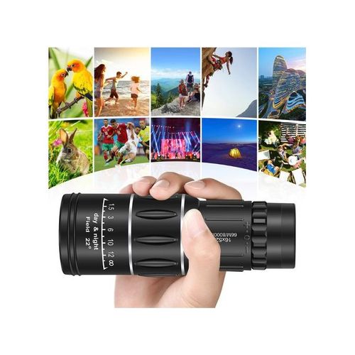 Powerful 16x52 M-onocular Tele-scope, HD Long Range, Super Zoom - Black
