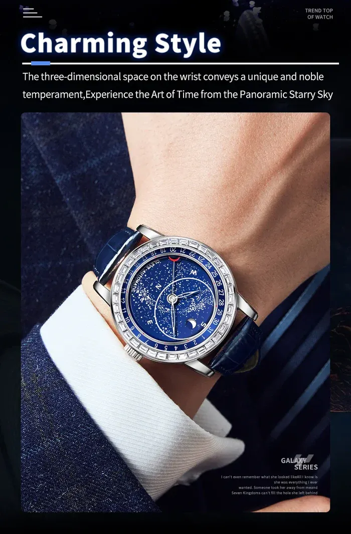 New Men's Waterproof Luminous Starry Sky Watch