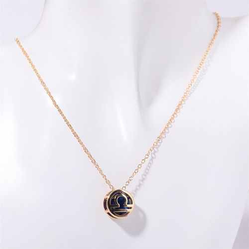 Double-sided hollow twelve constellations necklace, versatile twelve birthdays, zircon pendant, clavicle chain, real gold plated, color-preserving
