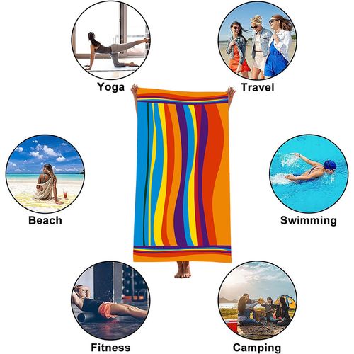 Extra Large Striped Beach Towel - Ultra-Soft Microfiber