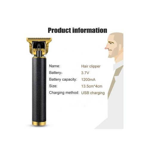 Rechargeable Metal Simple Style Hair Clipper Black Gold