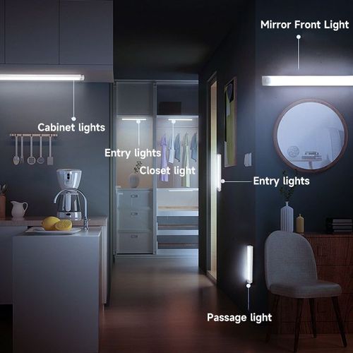 50CM LED Light Cabinet Light Rechargeable Motion Detector USB Night Light-White