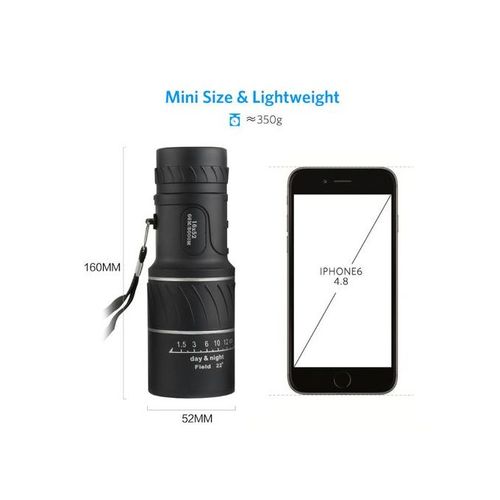Powerful 16x52 M-onocular Tele-scope, HD Long Range, Super Zoom - Black