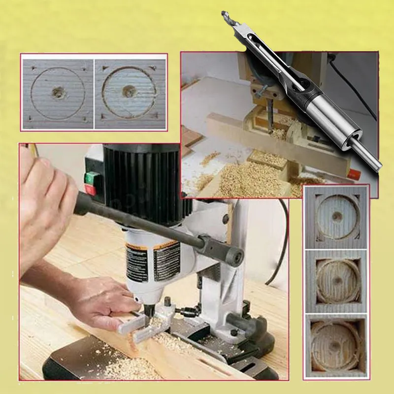 4pcs Wood Drill Bit Carpenter Square Drill Bit Tool Guide Positioner 6.4mm 8mm 9.5mm 12.7mm