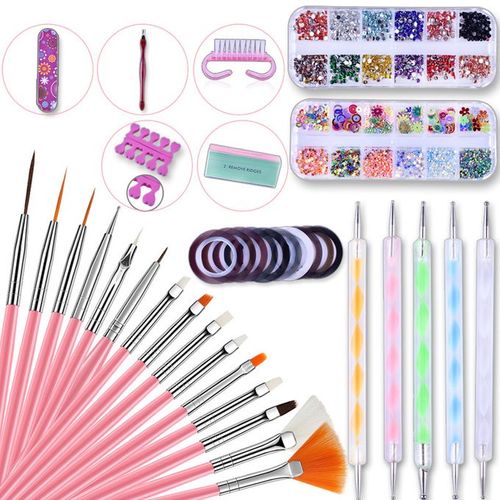 Nail Art Tools Kit Manicure 3D Nail Tool UV Nail Painting Brush Set Dotting Pen Rhinestones Decor
