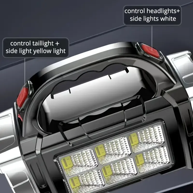 1pc 2200W Ultimate Super-Bright LED Searchlight - Ultra-Portable, Dual Solar+USB Rechargeable