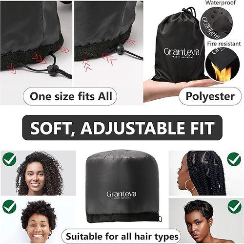 Bonnet Hood Hairdryer Attachment - Upgraded Hair Dryer Bonnet with Chin Strap and Longer Extended Hose More Easy to Enjoy Styling, Curling and Hair Deep Conditioning, Free Carrying Case Hooded Dryer.