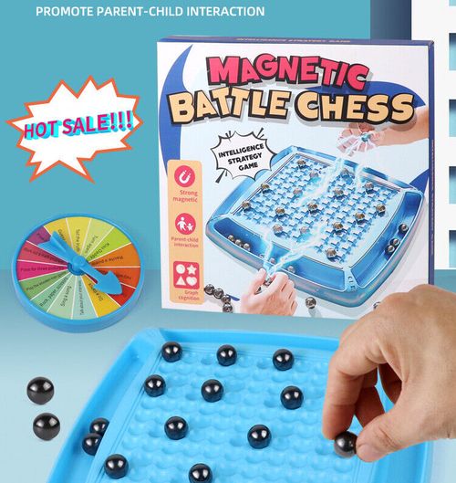 The 2024 New Magnetic Chess Set has a Magnetic Board Game with Stones, Plastic Chessboard, and String, which is a Strategy Game for Kids and Adults as a Family or Party Game