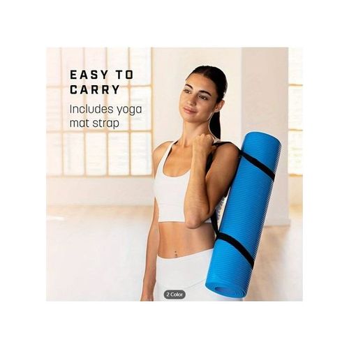 THICK Gym-Yoga Mat + Carrying Strap - Blue