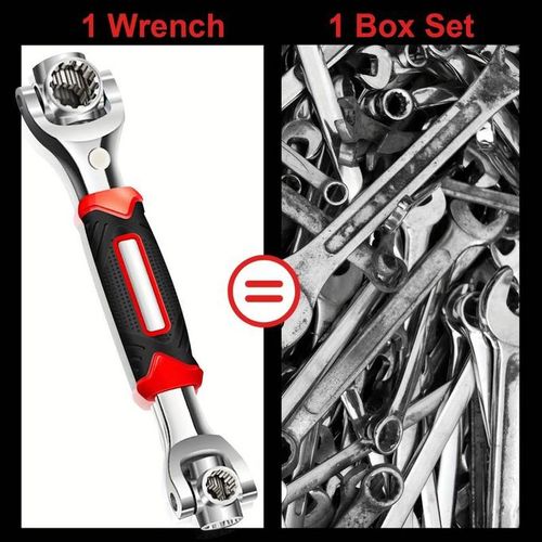 52 In 1 Wrench Tool Set, 360° Swivel Head, Universal Wrench, 8-19mm, Hardware Tools