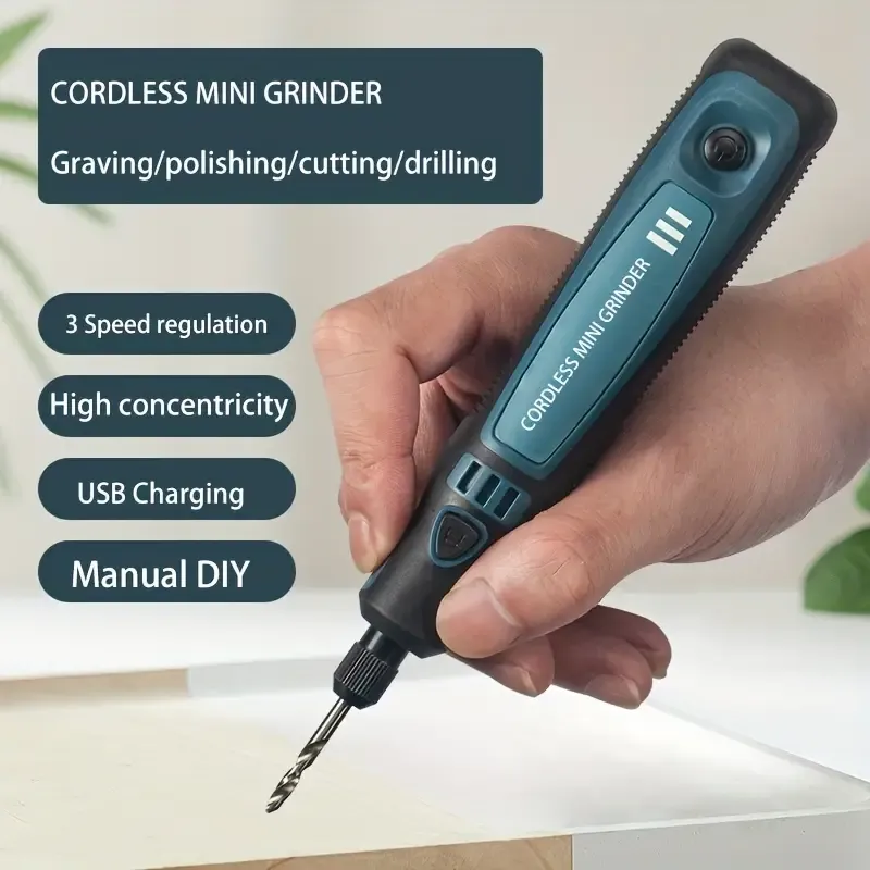 Mini Electric Grinder Pen - Compact, USB Rechargeable, Handheld Engraving Tool for Jade, Polishing, and DIY Projects - Portable, Easy-to-Use, and Versatile Power Tool with Electric Grinder Set