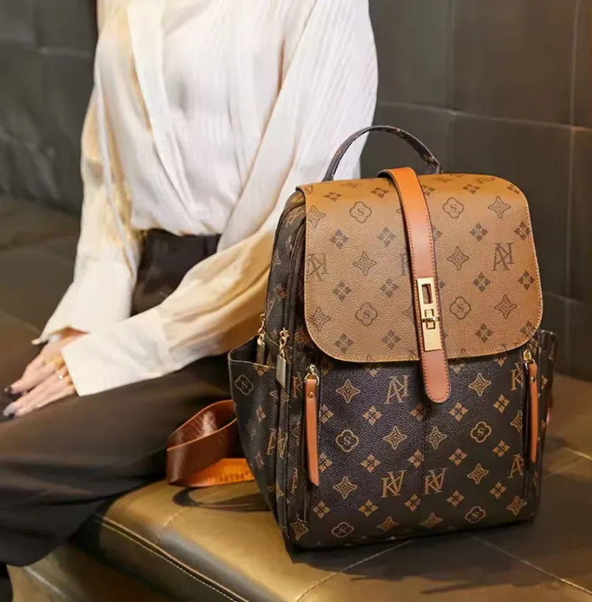 Backpack women 2024 new style trendy fashion print large capacity travel backpack classic retro casual commuter women's bag