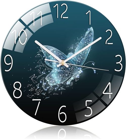 Modern Fantasy Butterfly Wall Clock Dial Silent Movement-Blue