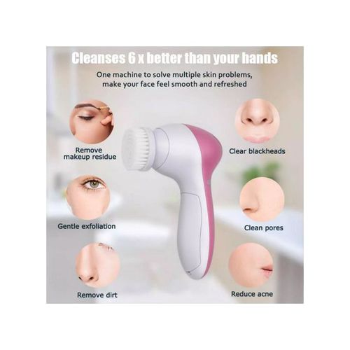5 In 1 Electric Face Cleansing Brush + Free Battery Gift