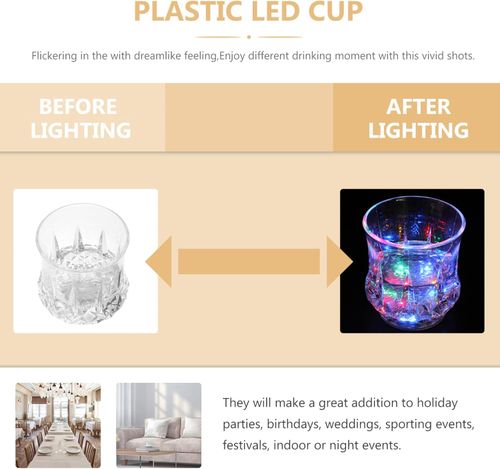 OSALADI Light Up Wine, 4 Pack Liquid Activated Flash Drinking Crystal Cups, Multicolor LED Glowing Wine Drinking Tumblers for Bar Party Decor