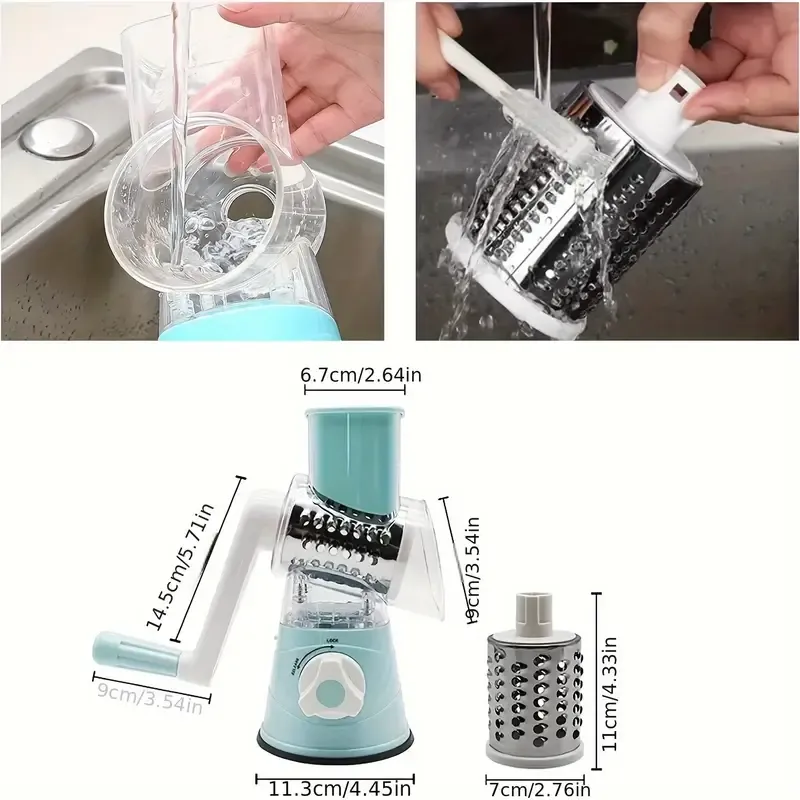 New Storm Rotary Drum Vegetable Cutter Multi-Blade Fruit Slicer Manual Food Grater Potato Peeler Carrot Shredder Dicer Vegetable Chopper Kitchen Tool