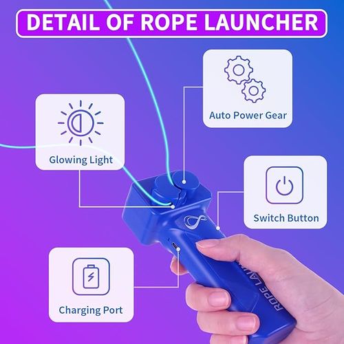 String Lasso Rope Launcher Glow in The Dark Loop Rope String Shooter Fidget Toy for Adults Party Gift (Blue)