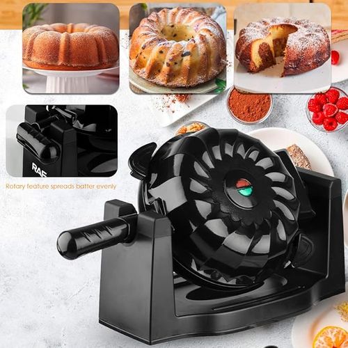 Uniform Heat Electric Rotating Lava Cake Maker - Non-Stick Plate, 1800W, Easy to Clean - Enhance Baking with Heating Uniformity