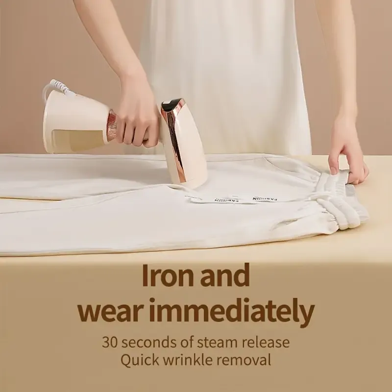 Quick-Heat Handheld Garment Steamer with Smart LCD Display, 2-in-1 Iron & Steamer Combo, Large Water Tank and Fabric Brush - Wrinkle Removal, British Plug