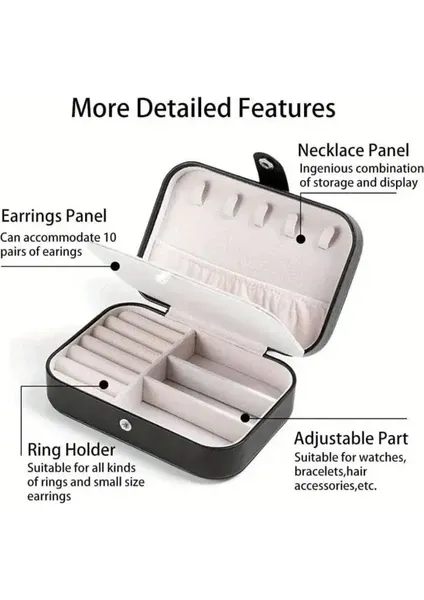 Jewelry Box Jewelries Storage Case PU Leather Organizer - 16.5*11.5*5.5cm - Black
