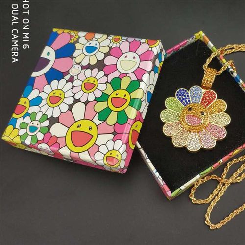 Sunflower Smiley Face Hip Hop Necklace
