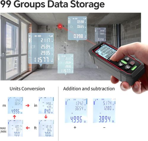70m laser distance meter with bubble level distance measuring tool digital ruler