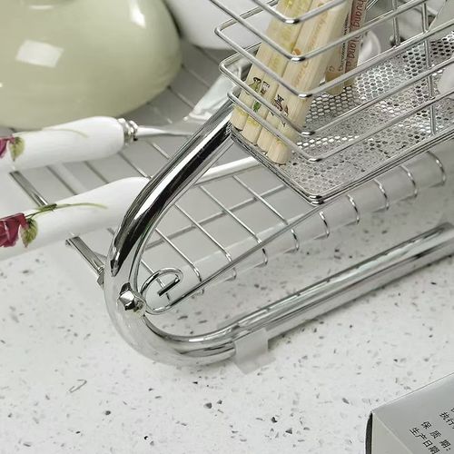 Stainless Steel Dish Drainer With Cup And Cutlery Holder