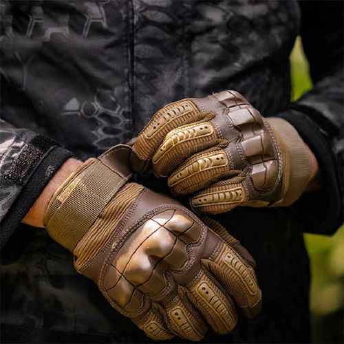 Indestructible Protective Tactical Full-finger Gloves-brown