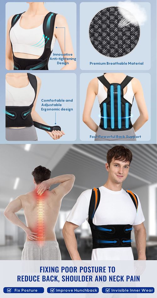 Posture Corrector Unisex Back Posture Brace Full Back Support Belt Clavicle Support Stop Slouching and Hunching Adjustable Back Trainer