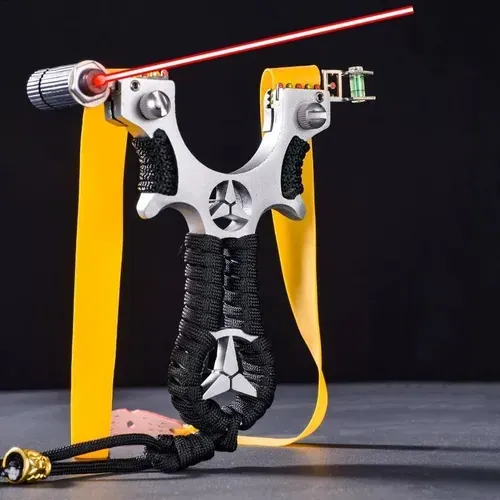 High Precision Laser Slingshot Bow Big Power Stainless Steel Catapult Hunting Accessories Rubber Band Outdoor Shooting Practice