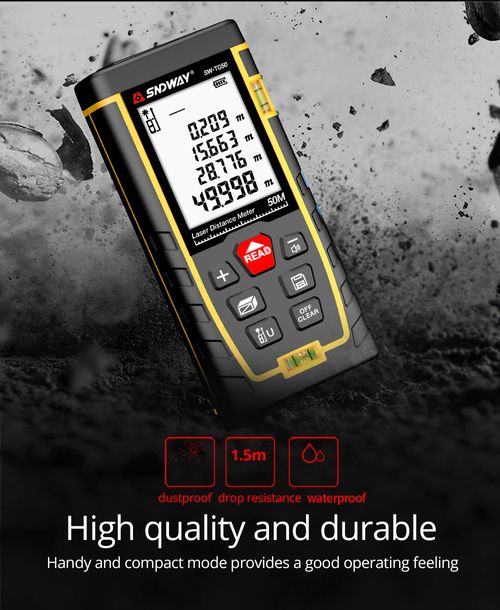 Sndway Laser Distance Measure SW-TG50 Digital Rangefinder 80m Meter Tape Area Volume with Bubble Level and LCD 4 Line Display