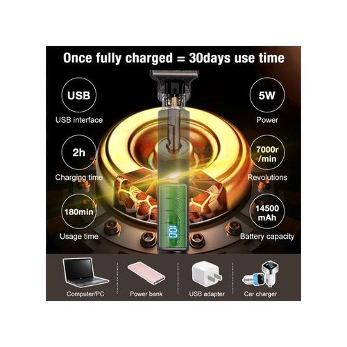 Rechargeable Metal Simple Style Hair Clipper Black Gold