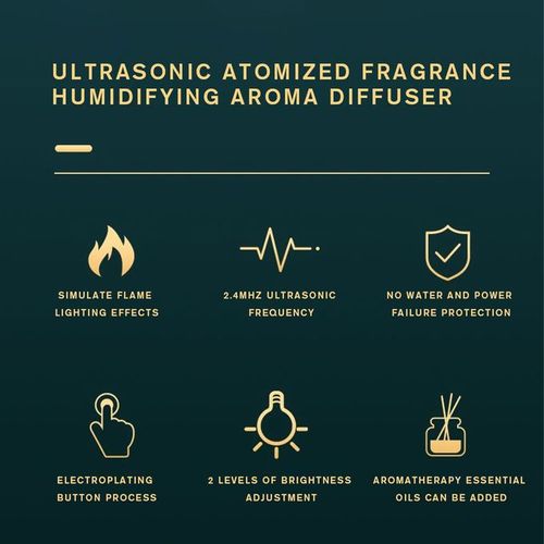 180ml Flame Humidifier with Aroma Diffuser   Auto Shut-Off Feature Mute Aromatherapy Machine