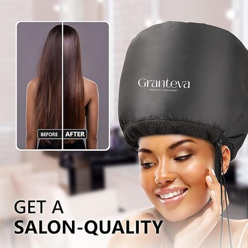 Bonnet Hood Hairdryer Attachment - Upgraded Hair Dryer Bonnet with Chin Strap and Longer Extended Hose More Easy to Enjoy Styling, Curling and Hair Deep Conditioning, Free Carrying Case Hooded Dryer.