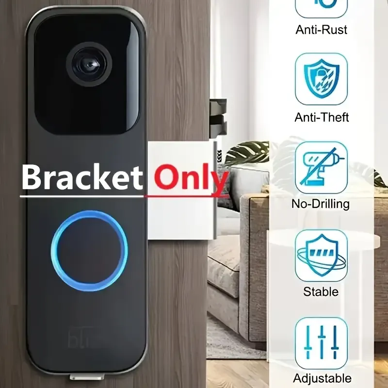 Blink Doorbell Mount, Security Flashing Camera Bracket, No-Drill Outdoor Door Camera Holder with Rain Cover, Compatible with Blink Video Doorbell, Unobstructed Sensor & Night Vision, Metal, Black, No Electricity Needed