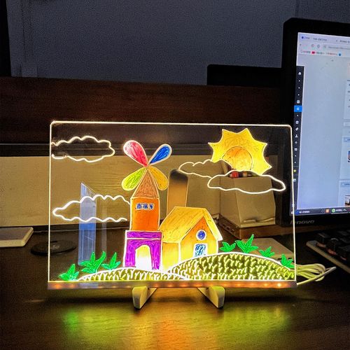 LED Note Board with Colors, Acrylic Dry Erase Board with Light