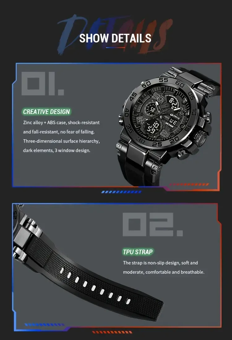 1pc S8030 Men's Sports Watch, Round Alloy Case, Digital Display, LED Alarm, Stopwatch, TPU Strap, Battery Powered, Non-Waterproof, Electronic Movement