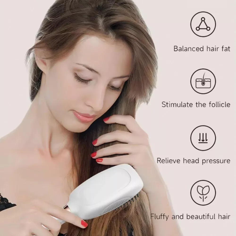Red Light Therapy Comb, Professional Vibration & Microcurrent Massage Comb for Hair Treatment, Advanced Scalp Care Brush for Hair Styling Promote Hair Growth, Suitable for Men & Women (Black)
