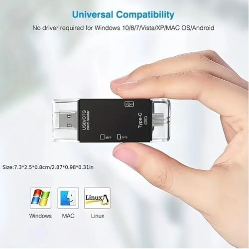 6In1 SD Card Reader TF Micro SD Memory Cards - OTG Adapter