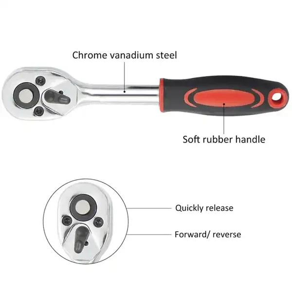 Set of 46pcs Manual Machine Auto Repair Combination Tool sets Hand Impact Spanner Small Socket Wrench set