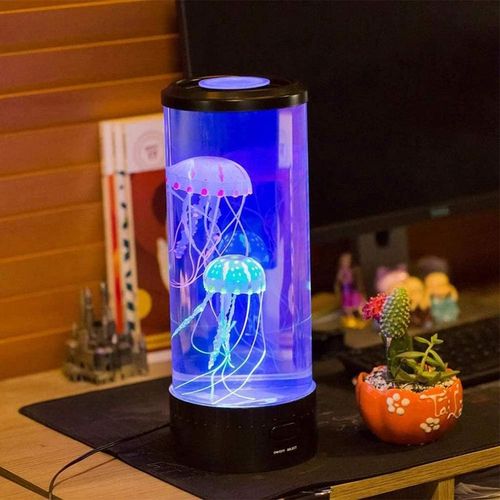 12-inch Jellyfish lamp Columnar LED Lamp, USB and Battery Powered, Jellyfish Lava Mood Light, Kids Gift Home Decor, Color Changing Night Light