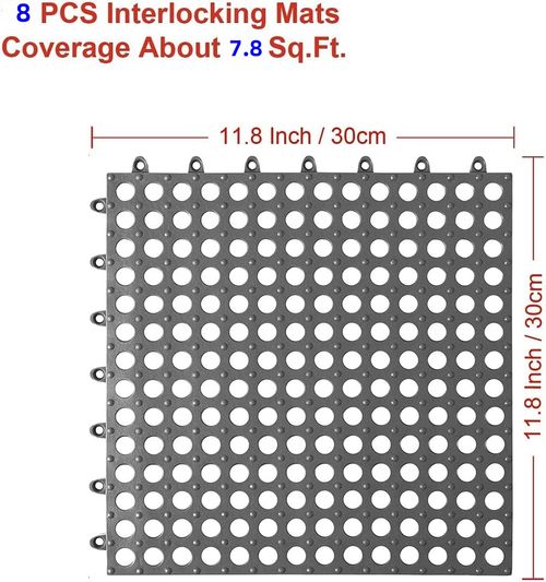 8Pcs Bathroom and Bathroom Splicing Non-Slip Mat Shower Waterproof Mat PVC Household Non-Slip MatHollow Anti-Slip Mat(30*30cm)