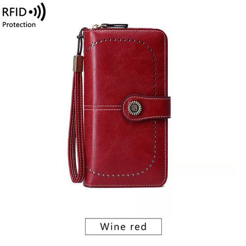 Womens Large Capacity Genuine Leather RFID Blocking Wallets