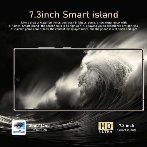S24 Ultra Black Unlocked Dual SIM 4G Android Phone with Android 13, 16GB+1TB RAM, 7.3-inch HD Display, 8000mAh Battery, Face Recognition, GPS, Built-in Pen, Comes with Earphones, Case, Type-cu Cable, Screen Protector, Festive Birthday Gift!