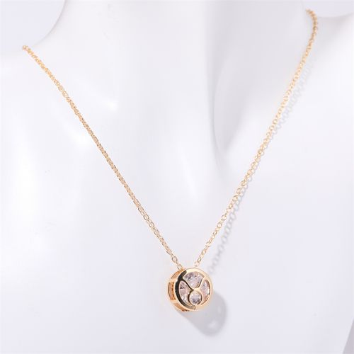 Double-sided hollow twelve constellations necklace, versatile twelve birthdays, zircon pendant, clavicle chain, real gold plated, color-preserving