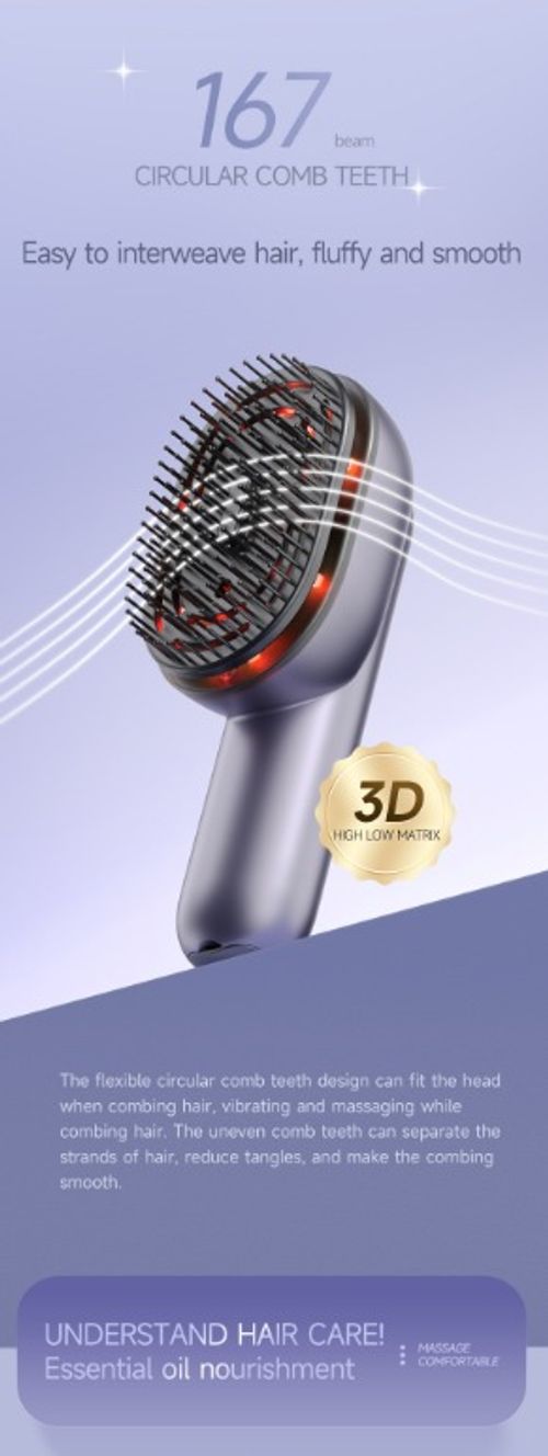 Electric Massage Comb Atomized Essential Oil Scalp High-Frequency Vibration Red Light Hair Care Comb