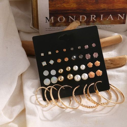20Pairs Women's Fashion Earrings Studs Set For Daily Wear