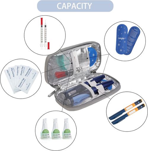 Insulin Cooler Travel Case for Diabetic Insulin Cooling Bag Travel Insulin Pencil Case Cooler Insulin Bag Diabetic Organizer Accessories with 2 Ice Packs, marble green, Compact