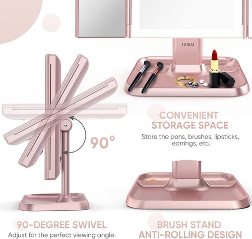 Trifold LED Makeup Mirror