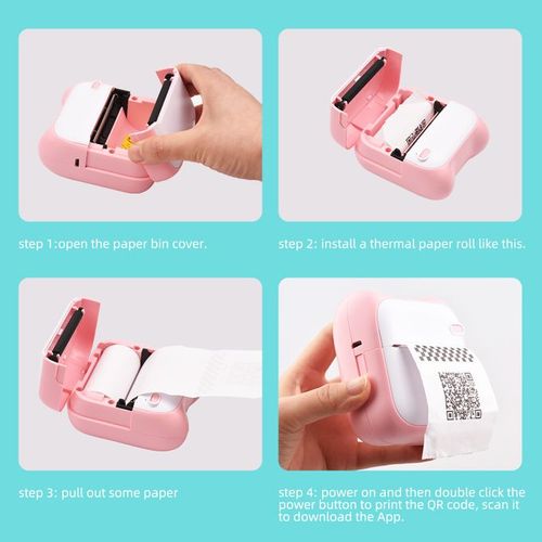 Bisofice Mini Pocket Photo Printer Portable Thermal Printing Machine 203dpi Wireless BT Connection